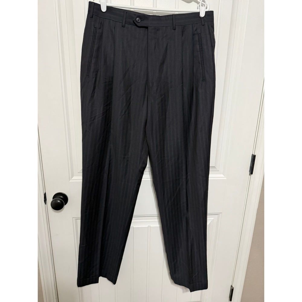 Corneliani Wool Dress Pants Mens 52R Vogue USA Pinstripe Cuffed Italy EUC
